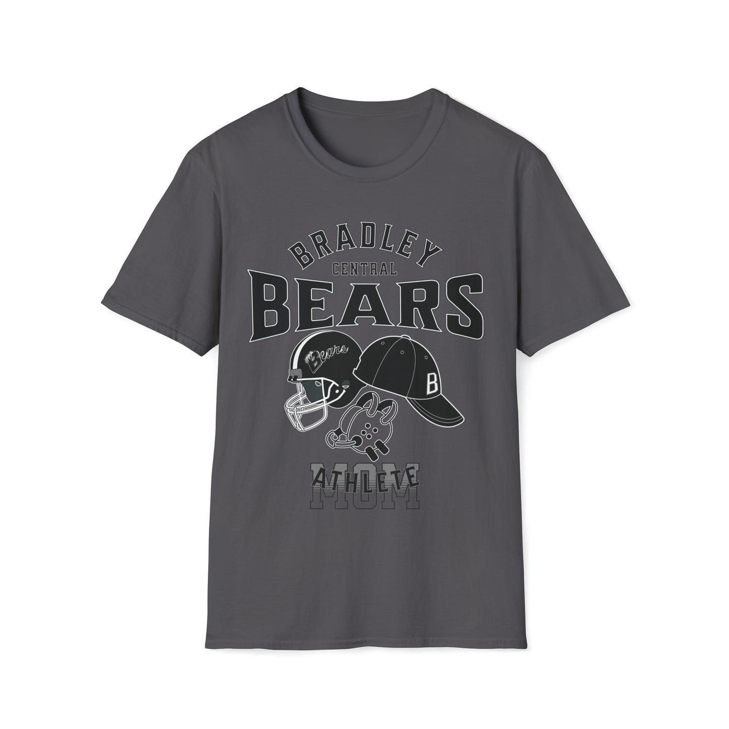 Personalized BCHS Bears 3 Sport Athlete Wrestling Headgear, Baseball Hat & Football Helmet Unisex Softstyle T-Shirt