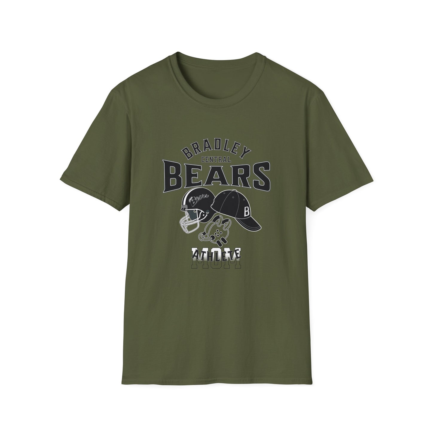 Personalized BCHS Bears 3 Sport Athlete Wrestling Headgear, Baseball Hat & Football Helmet Unisex Softstyle T-Shirt