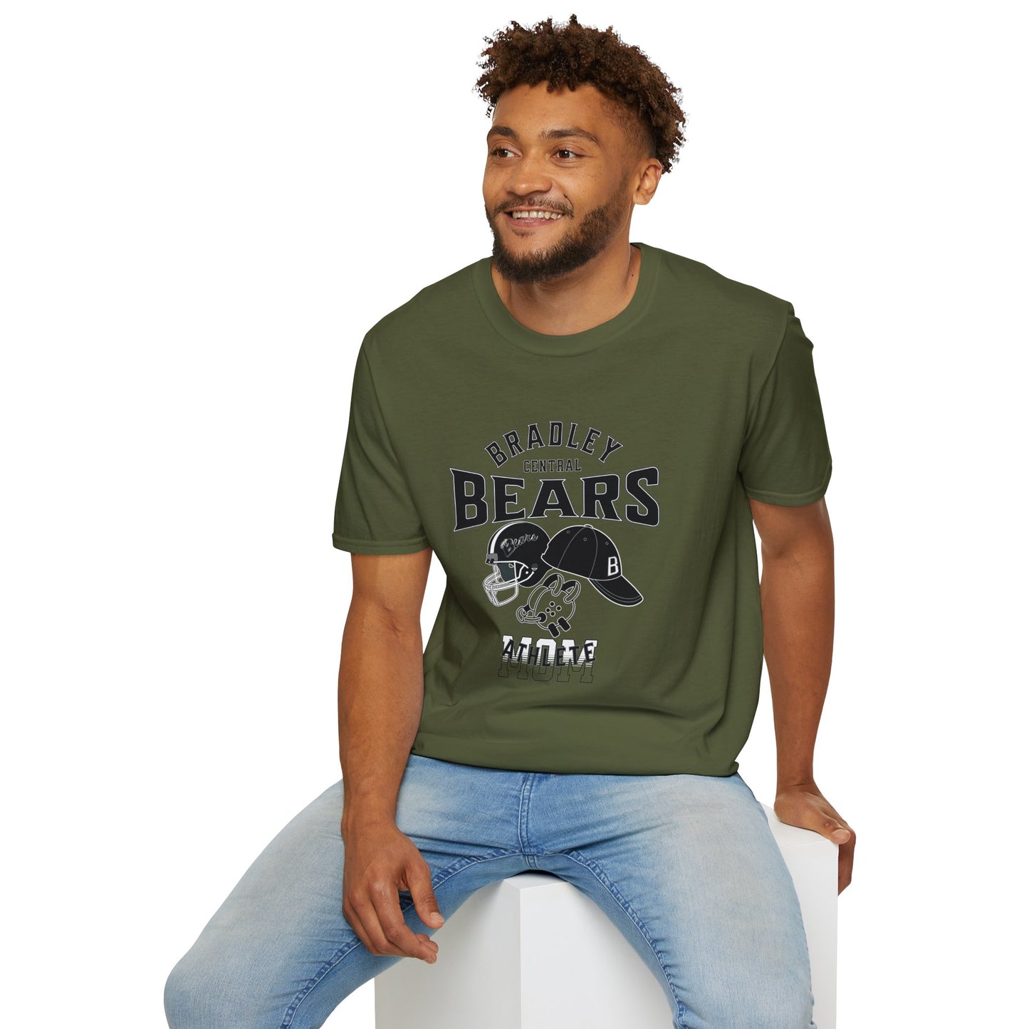 Personalized BCHS Bears 3 Sport Athlete Wrestling Headgear, Baseball Hat & Football Helmet Unisex Softstyle T-Shirt