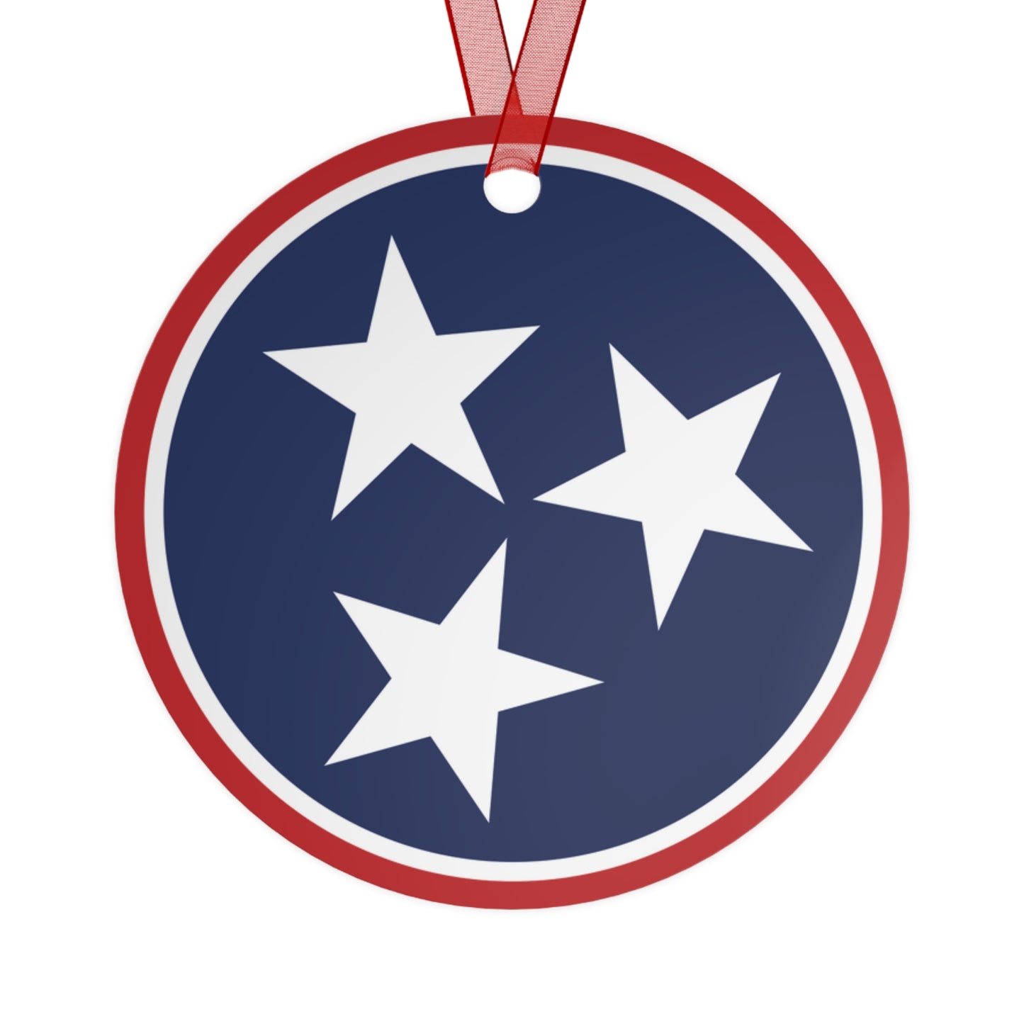 Transplanted Tennessee State Shape and Flag Metal Ornaments