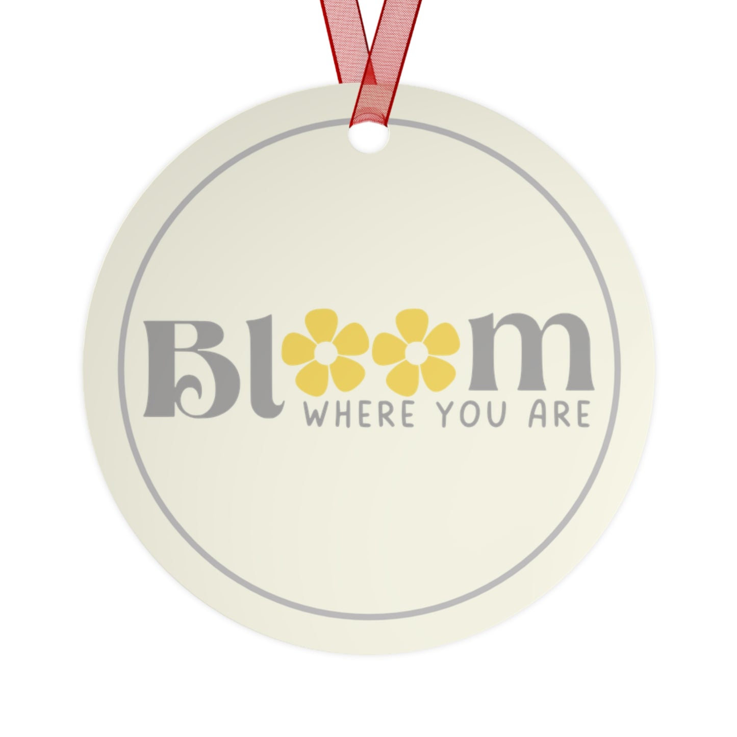 Bloom Where You are Transplanted from California to Texas State Shape on Round Metal Ornaments