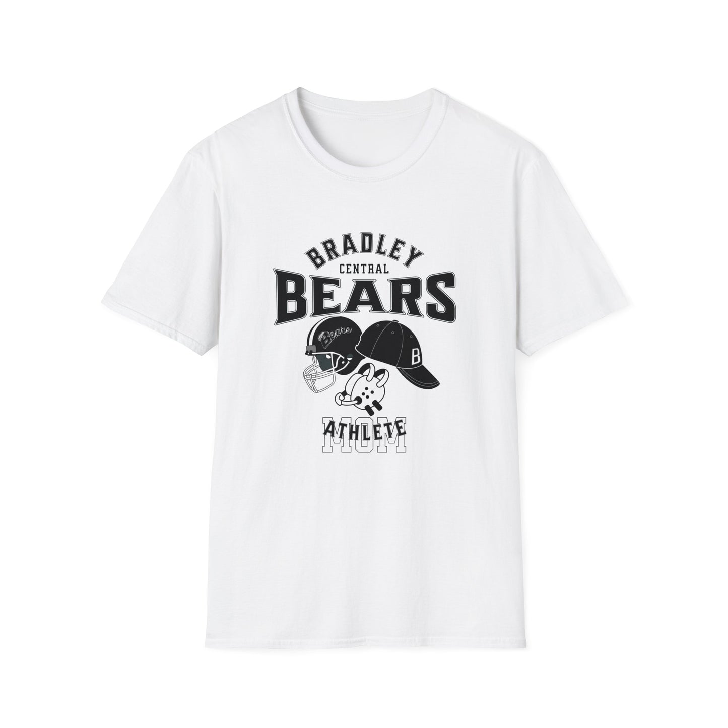 Personalized BCHS Bears 3 Sport Athlete Wrestling Headgear, Baseball Hat & Football Helmet Unisex Softstyle T-Shirt