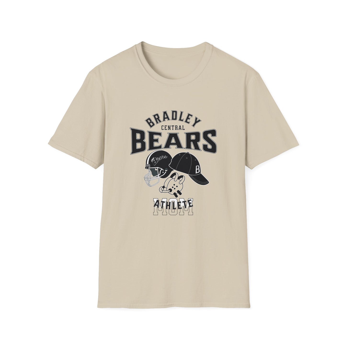Personalized BCHS Bears 3 Sport Athlete Wrestling Headgear, Baseball Hat & Football Helmet Unisex Softstyle T-Shirt
