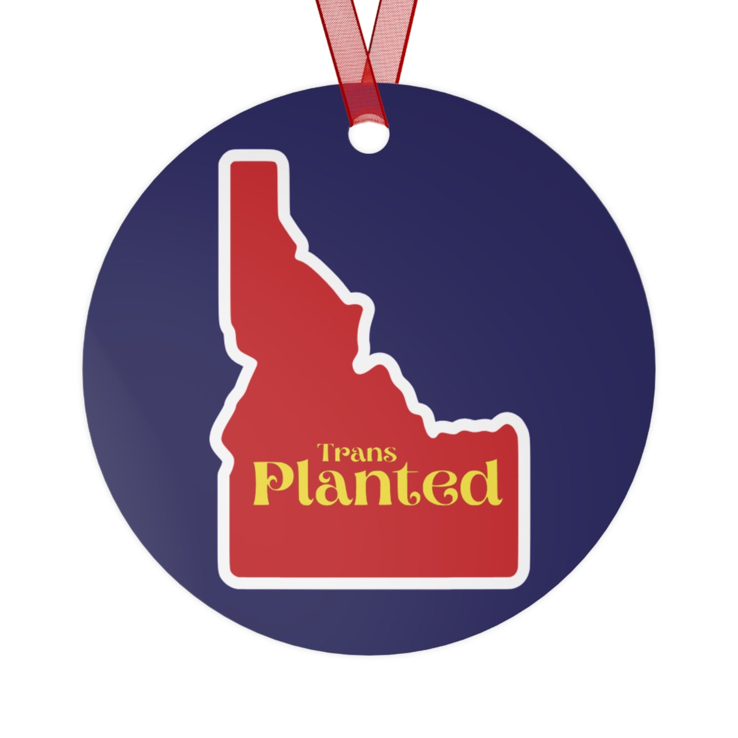 Transplanted Idaho Tennessee State Shape and Flag Metal Ornaments