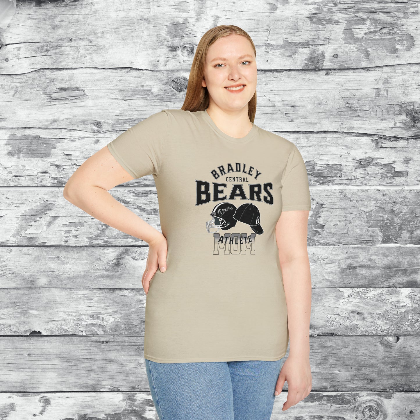 Personalized Bears Athlete Baseball Hat, Football Helmet , 2 Sport Athlete Unisex Softstyle T-Shirt