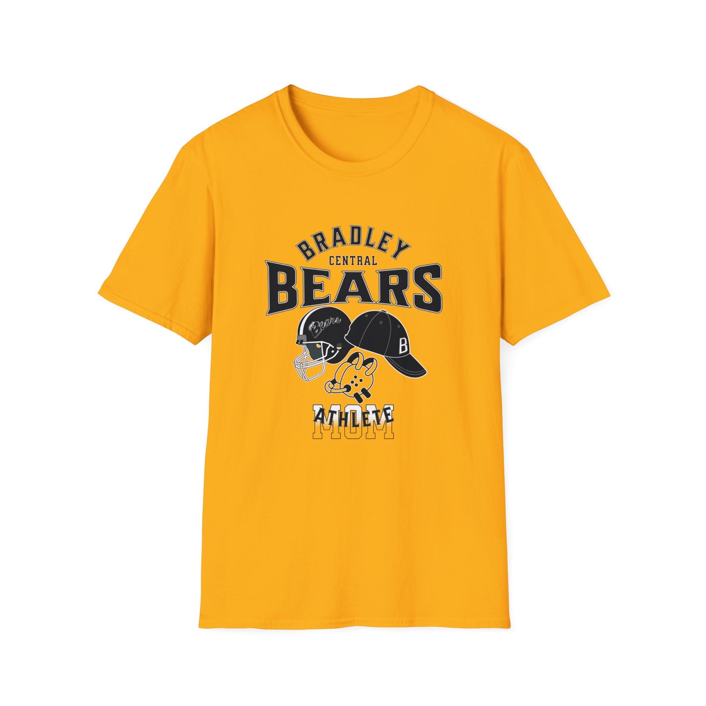 Personalized BCHS Bears 3 Sport Athlete Wrestling Headgear, Baseball Hat & Football Helmet Unisex Softstyle T-Shirt