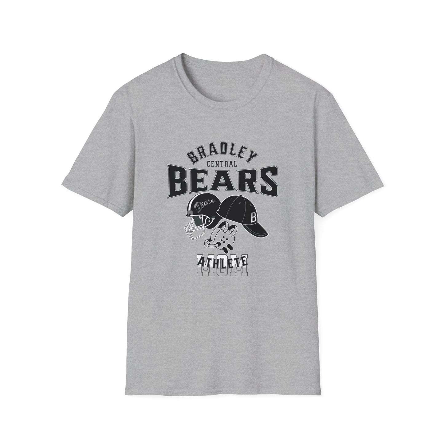Personalized BCHS Bears 3 Sport Athlete Wrestling Headgear, Baseball Hat & Football Helmet Unisex Softstyle T-Shirt