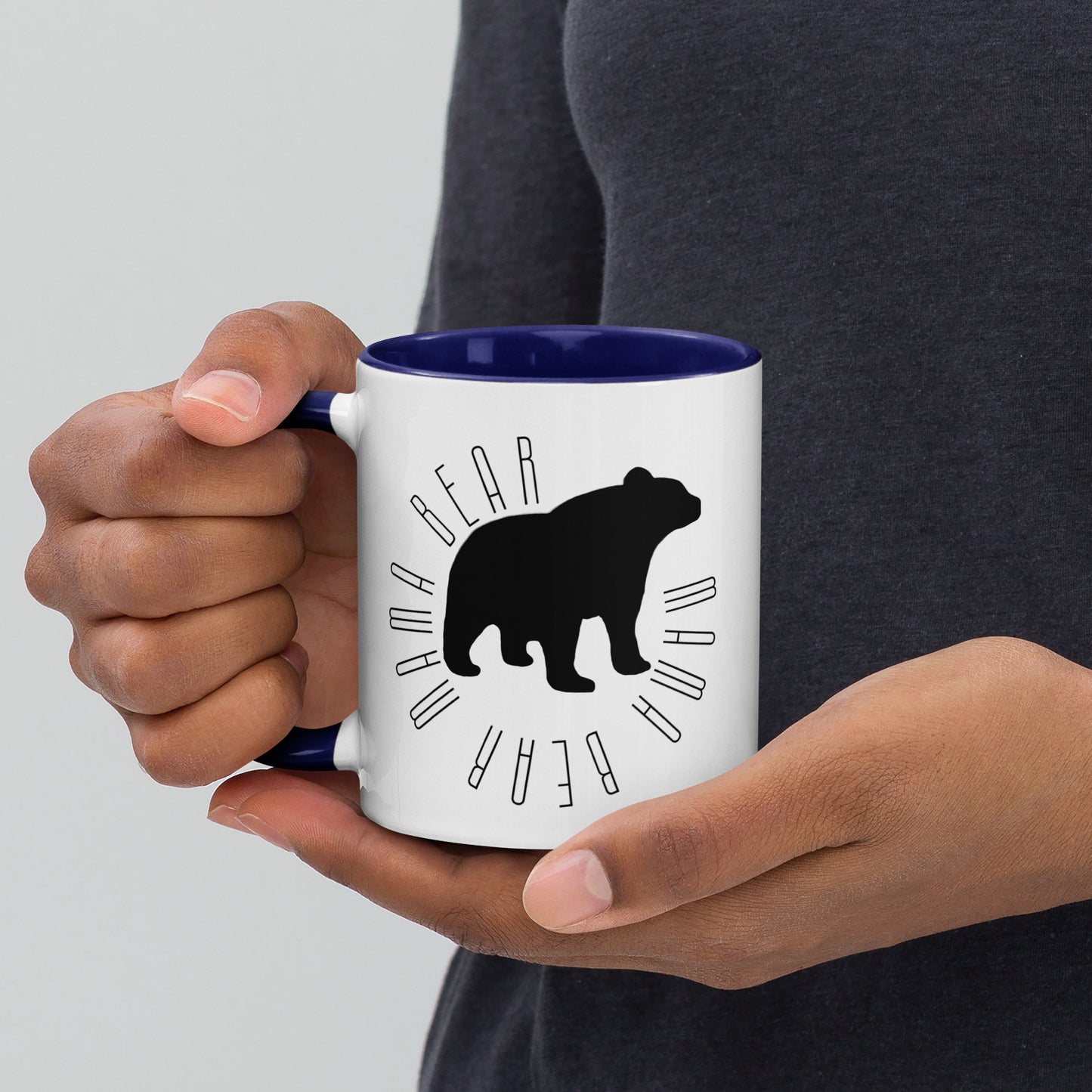 Mama Bear Circle Mug Black and White with color inside 11oz or 15oz