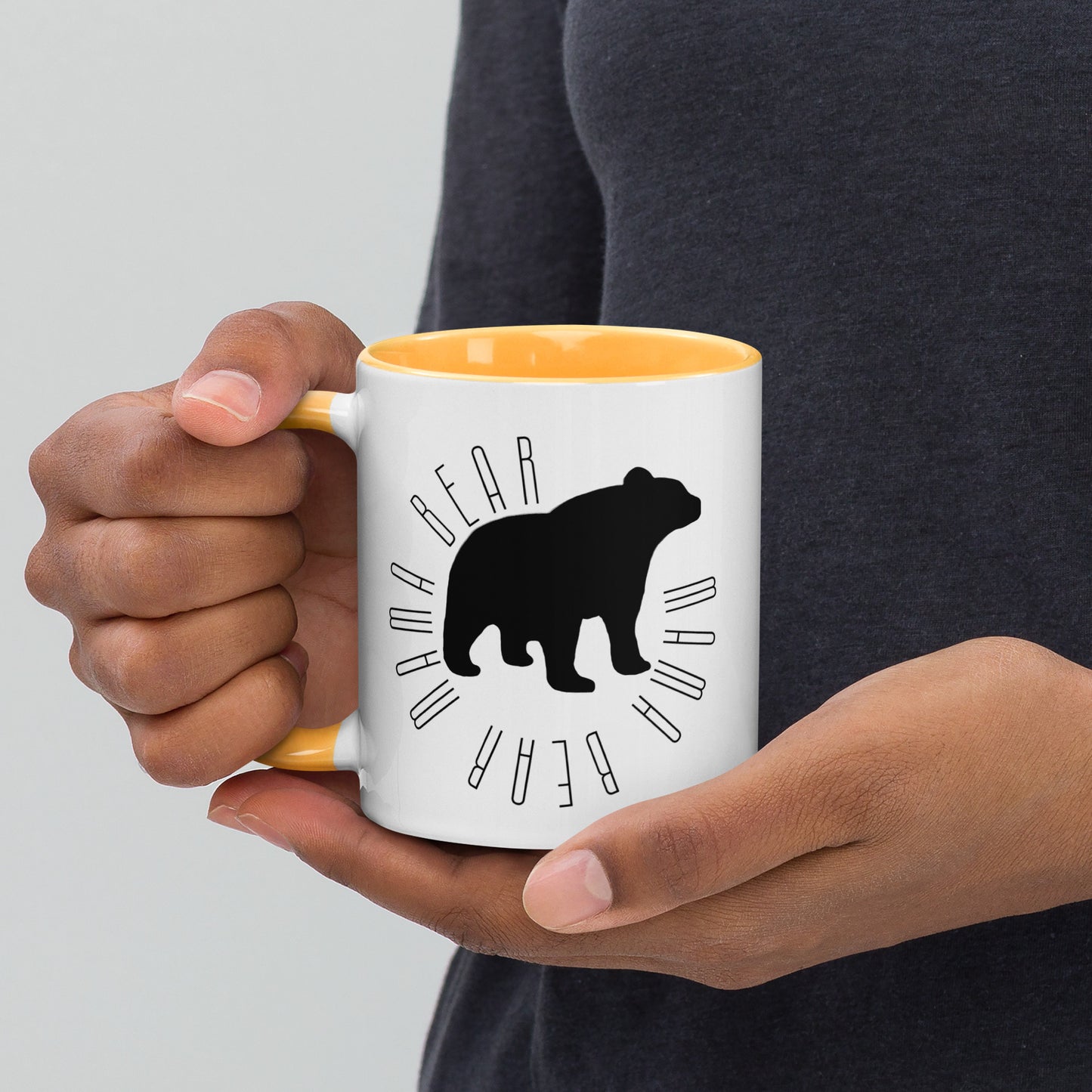 Mama Bear Circle Mug Black and White with color inside 11oz or 15oz