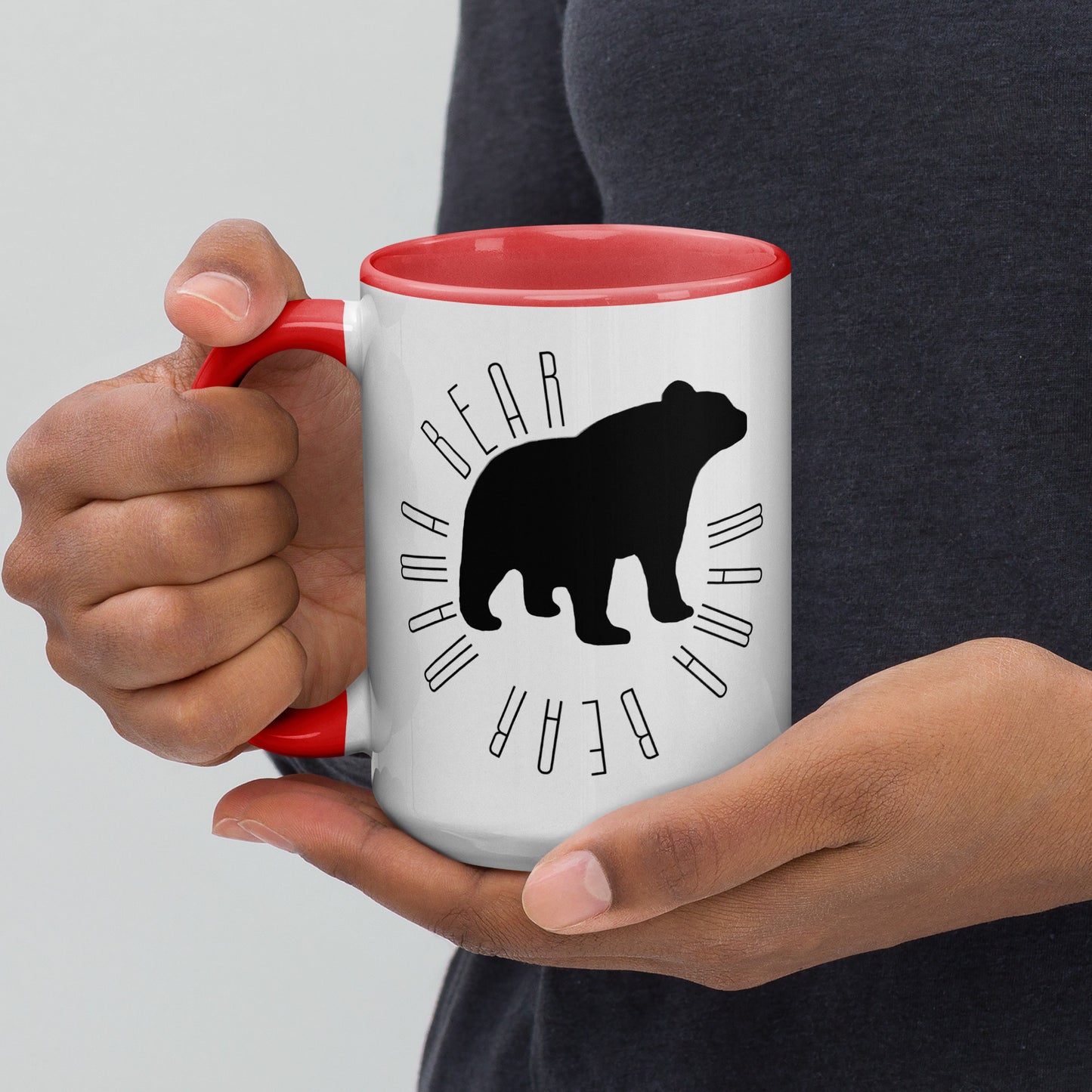 Mama Bear Circle Mug Black and White with color inside 11oz or 15oz