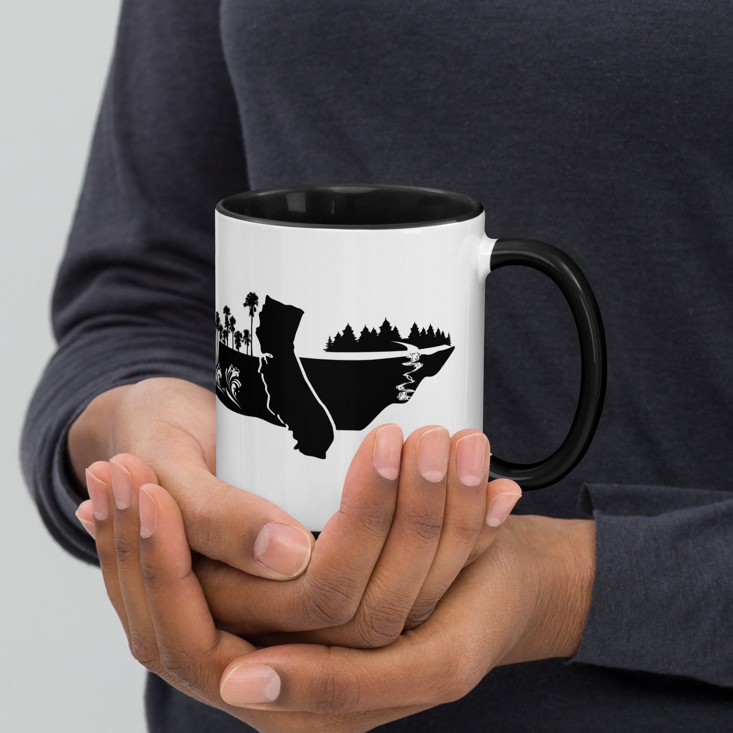Waves to Rivers California to Tennessee White mug with black inside handle and rim