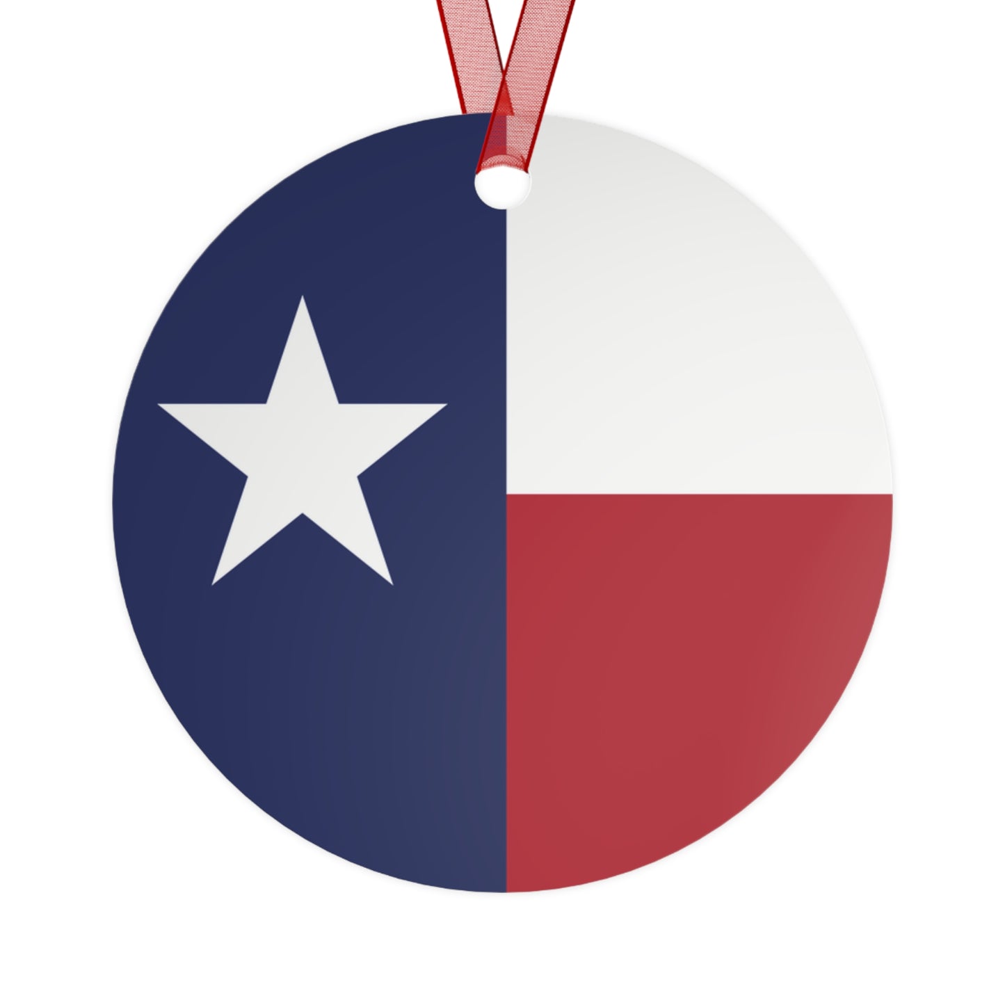 Transplanted Texas State Shape and Flag Metal Ornaments