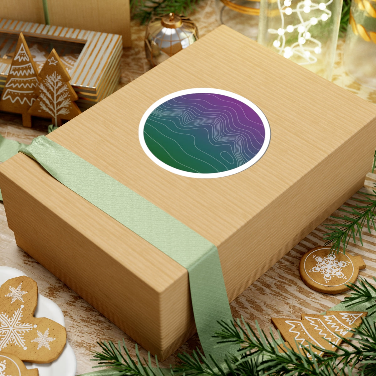 Topo Contour Circle Sticker | topographic map print, contour line design