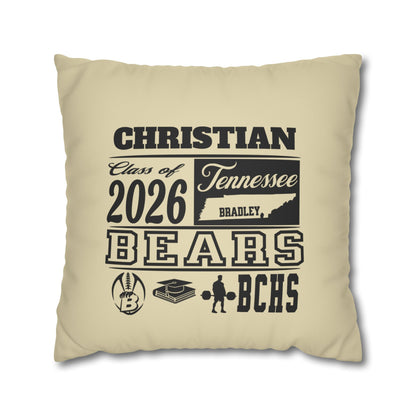 Custom Graduation Pillowcase #2– "BCHS Class of 2026 Bears" Faux Suede Throw Pillow