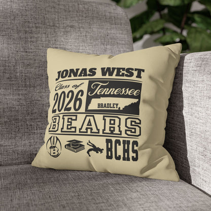 Custom Graduation Pillowcase – "BCHS Class of 2026 Bears" Faux Suede Throw Pillow
