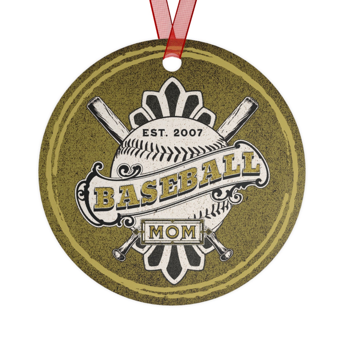 Baseball Mom and Dad Established 2007 2 sided Metal Ornaments