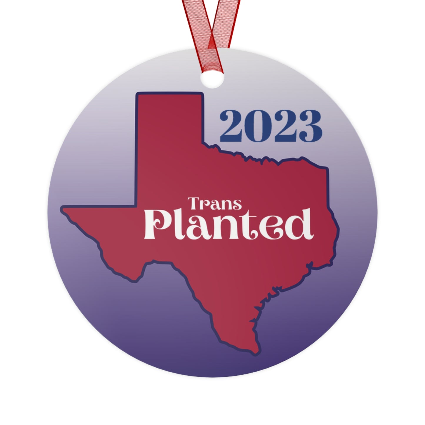 Personalized Transplanted Texas State 2023 Shape and Flag Metal Ornaments