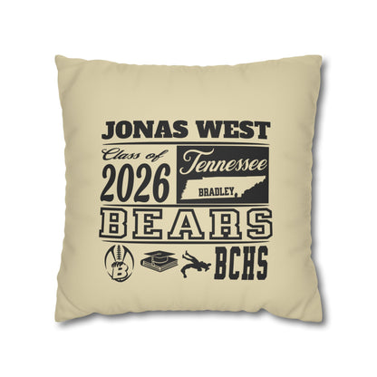 Custom Graduation Pillowcase – "BCHS Class of 2026 Bears" Faux Suede Throw Pillow