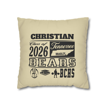 Custom Graduation Pillowcase #2– "BCHS Class of 2026 Bears" Faux Suede Throw Pillow