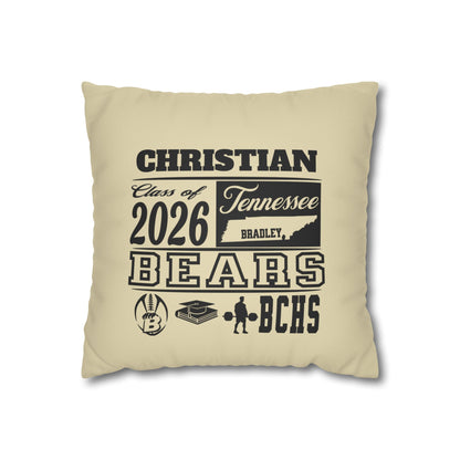Custom Graduation Pillowcase #2– "BCHS Class of 2026 Bears" Faux Suede Throw Pillow