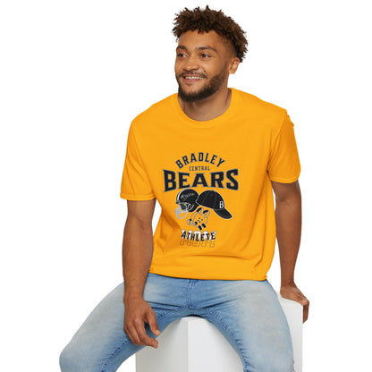 Personalized BCHS Bears  3 Sport Athlete Wrestling Headgear, Baseball Hat & Football Helmet Unisex Softstyle T-Shirt