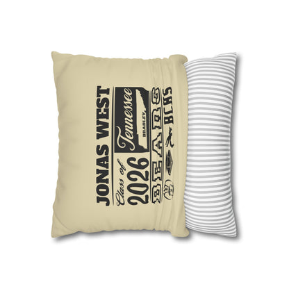 Custom Graduation Pillowcase – "BCHS Class of 2026 Bears" Faux Suede Throw Pillow