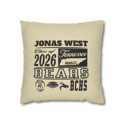 Custom Graduation Pillowcase – "BCHS Class of 2026 Bears" Faux Suede Throw Pillow