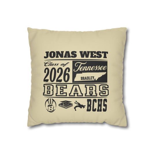 Custom Graduation Pillowcase – "BCHS Class of 2026 Bears" Faux Suede Throw Pillow