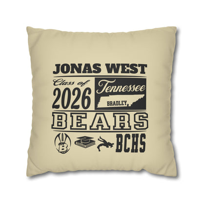 Custom Graduation Pillowcase – "BCHS Class of 2026 Bears" Faux Suede Throw Pillow