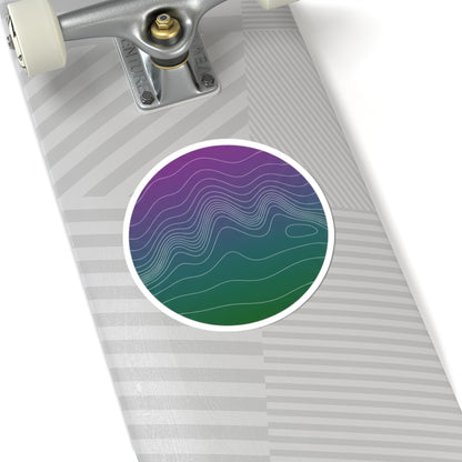 Topo Contour Circle Sticker | topographic map print, contour line design