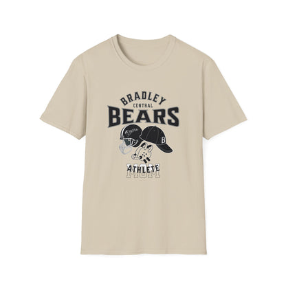Personalized BCHS Bears  3 Sport Athlete Wrestling Headgear, Baseball Hat & Football Helmet Unisex Softstyle T-Shirt