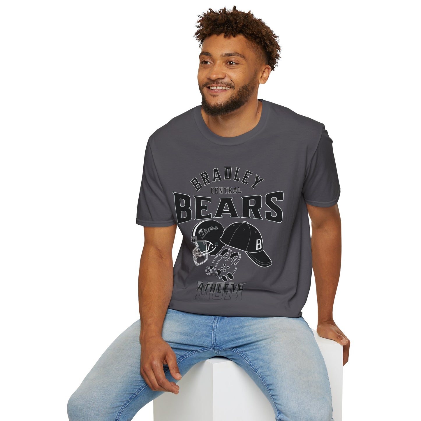 Personalized BCHS Bears  3 Sport Athlete Wrestling Headgear, Baseball Hat & Football Helmet Unisex Softstyle T-Shirt