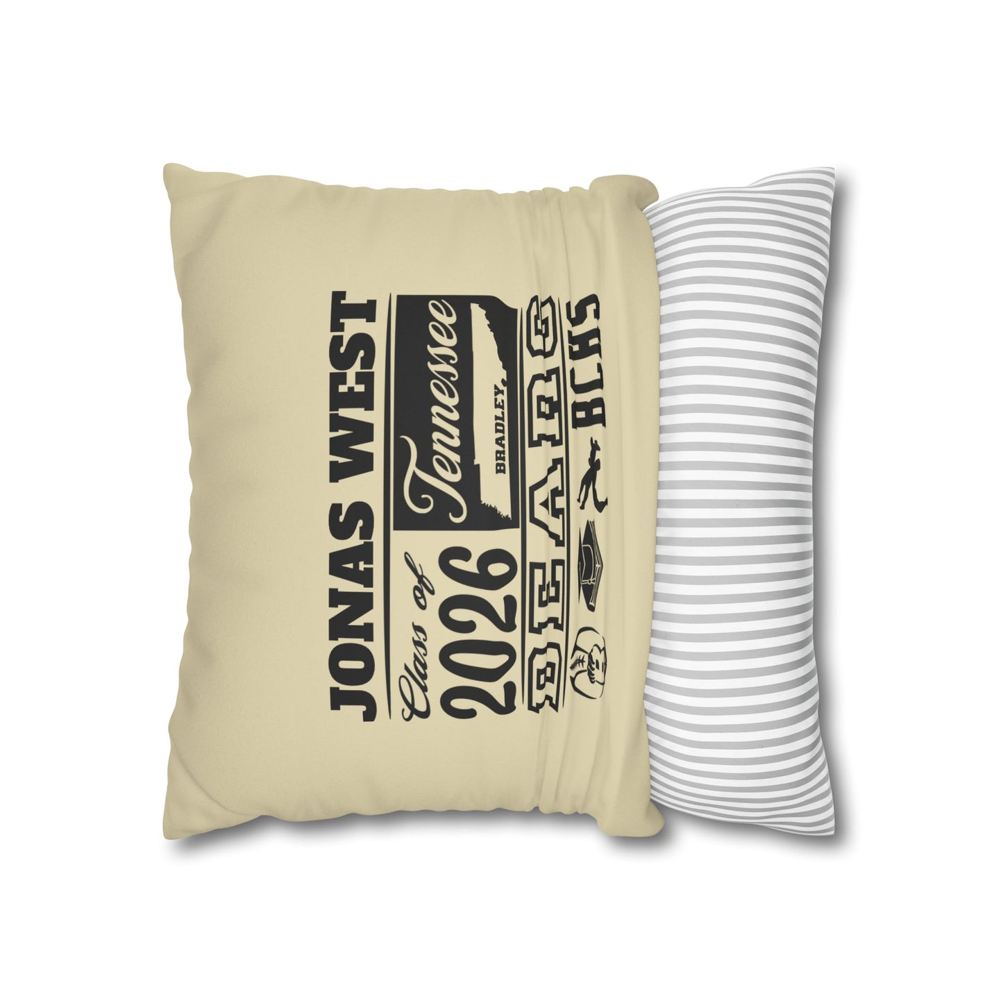 Custom Graduation Pillowcase – "BCHS Class of 2026 Bears" Faux Suede Throw Pillow