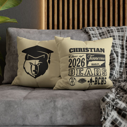 Custom Graduation Pillowcase #2– "BCHS Class of 2026 Bears" Faux Suede Throw Pillow