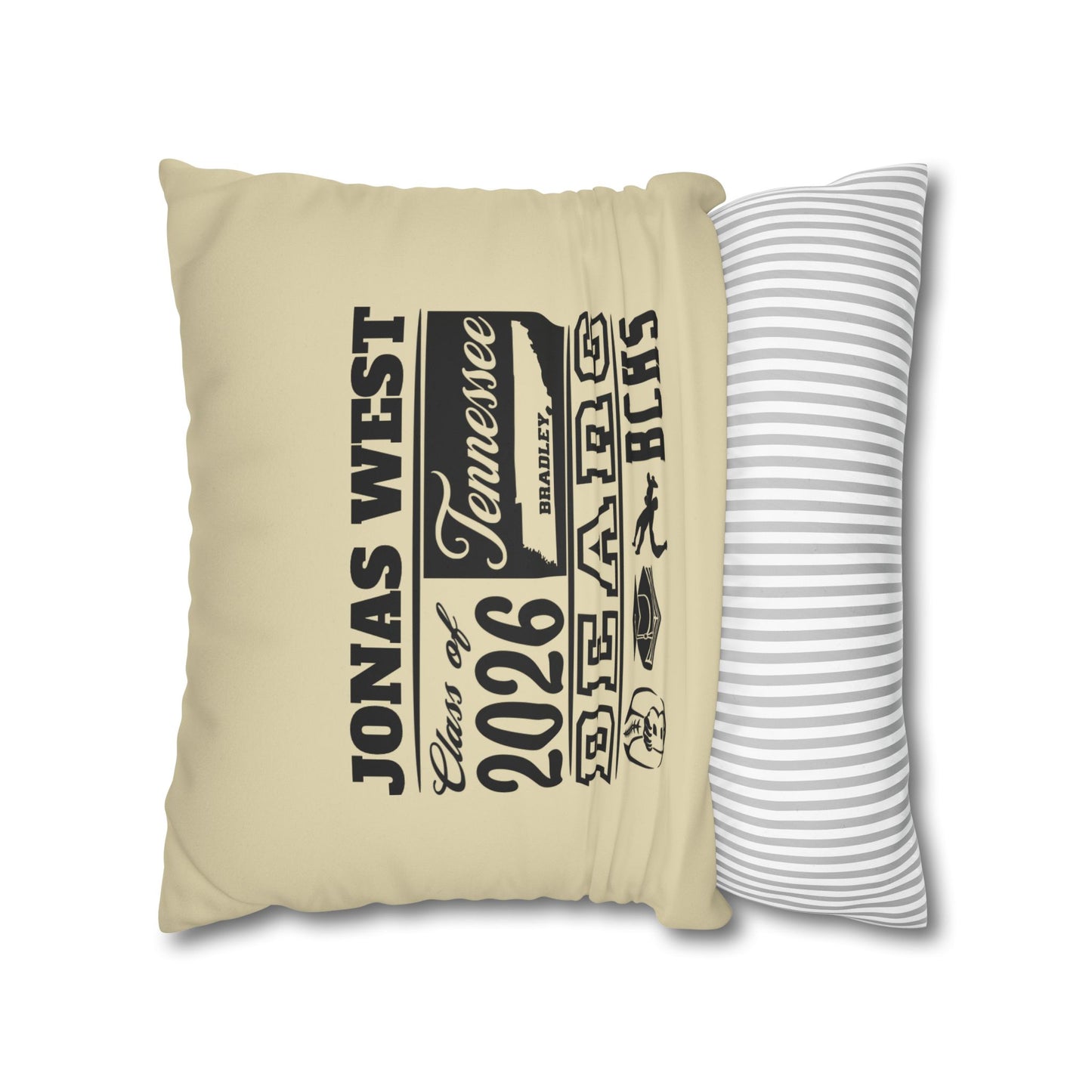 Custom Graduation Pillowcase – "BCHS Class of 2026 Bears" Faux Suede Throw Pillow