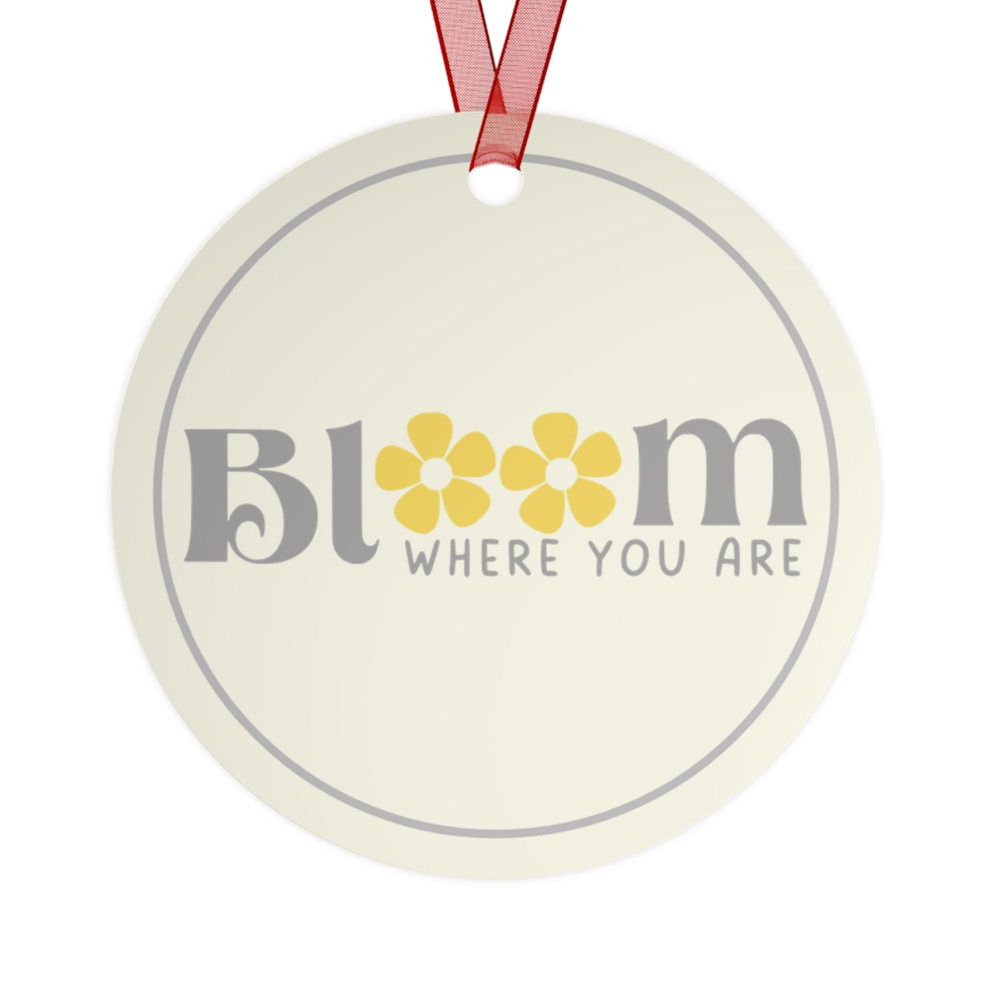 Personalized Bloom Where You Are Transplanted California to Tennessee State Shape on a Round Metal Ornaments