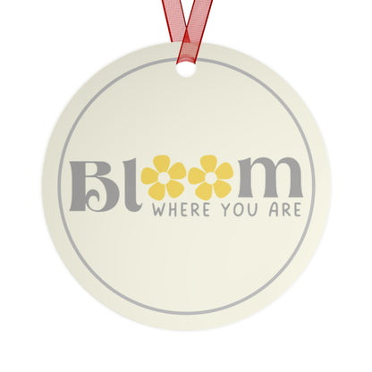 Personalized Bloom Where You Are Transplanted California to Tennessee State Shape on a Round Metal Ornaments