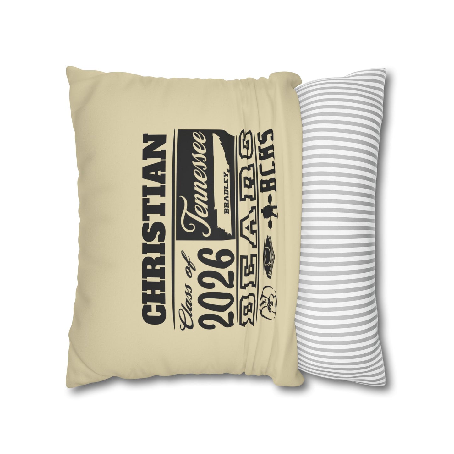 Custom Graduation Pillowcase #2– "BCHS Class of 2026 Bears" Faux Suede Throw Pillow