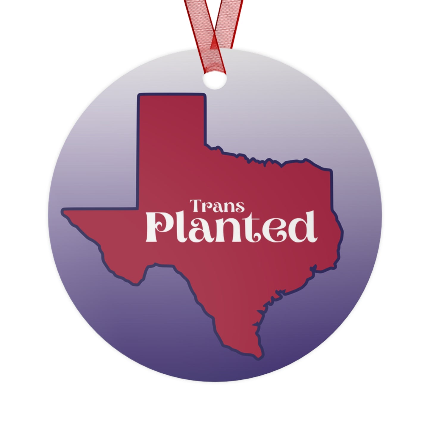 Transplanted Texas State Shape and Flag Metal Ornaments