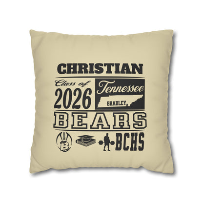 Custom Graduation Pillowcase #2– "BCHS Class of 2026 Bears" Faux Suede Throw Pillow
