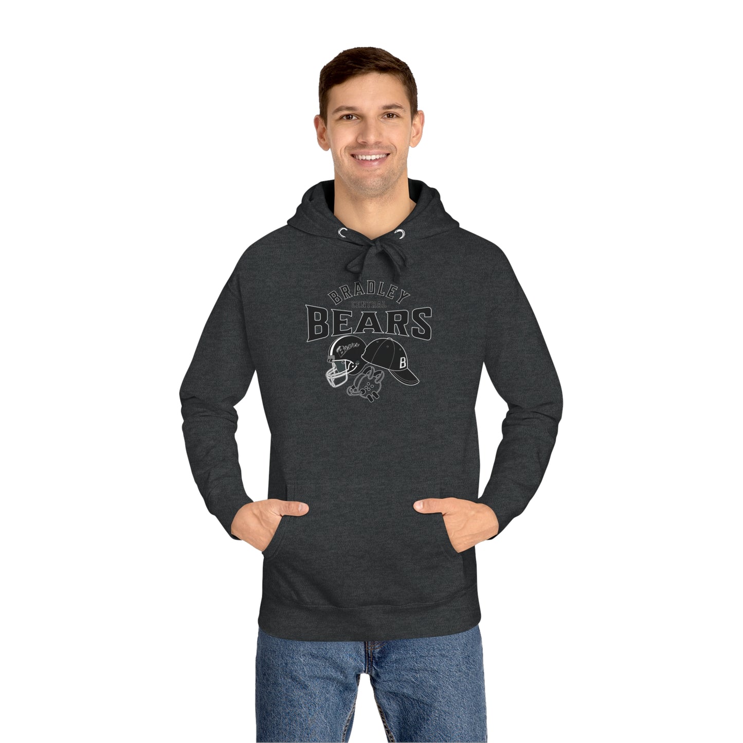 Personalized BCHS Bears 3 Sport Athlete Mom, Wrestling Headgear, Baseball Hat, & Football Helmet Unisex Fleece Hoodie