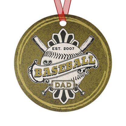 Baseball Mom and Dad Established 2007 2 sided Metal Ornaments