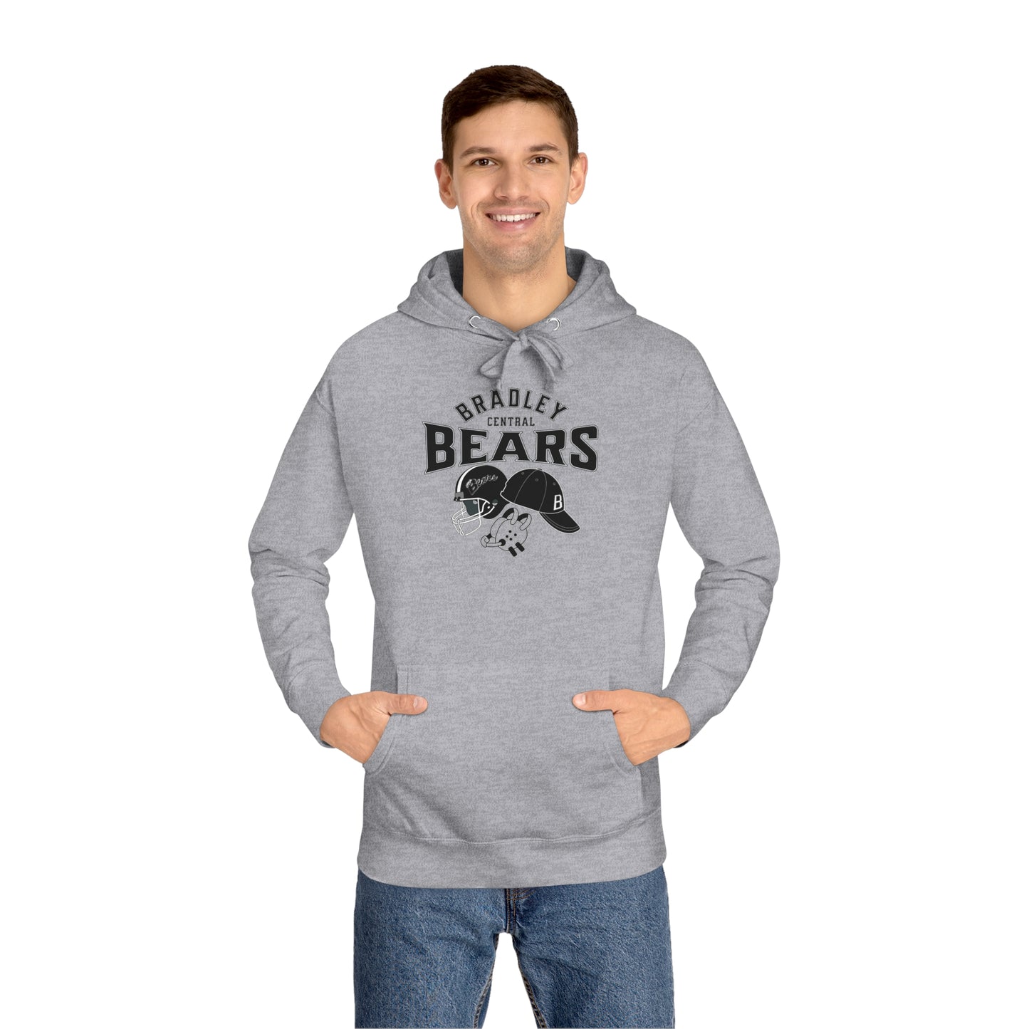 Personalized BCHS Bears 3 Sport Athlete Mom, Wrestling Headgear, Baseball Hat, & Football Helmet Unisex Fleece Hoodie