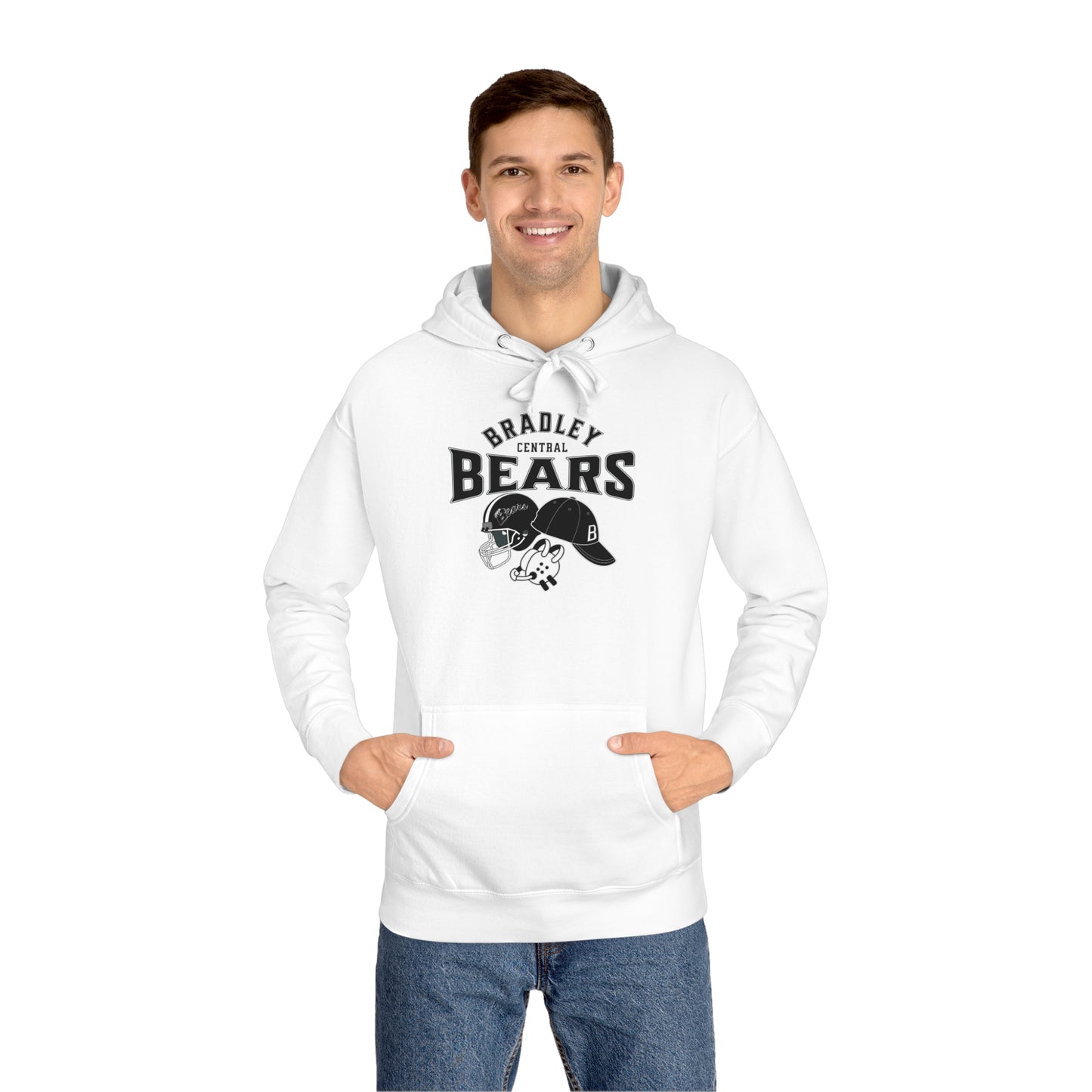 Personalized BCHS Bears 3 Sport Athlete Mom, Wrestling Headgear, Baseball Hat, & Football Helmet Unisex Fleece Hoodie