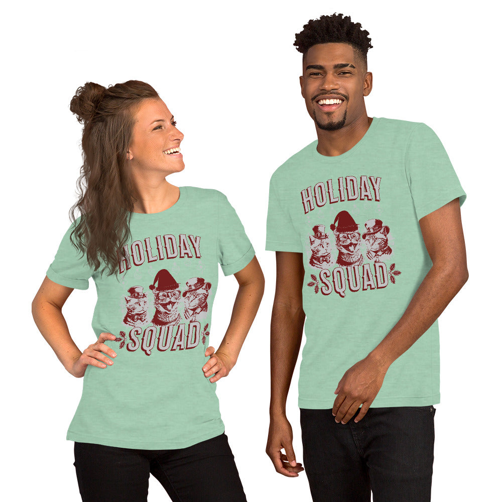 Holiday Squad Cool Cats Red Steam Punk Christmas Unisex T-shirt