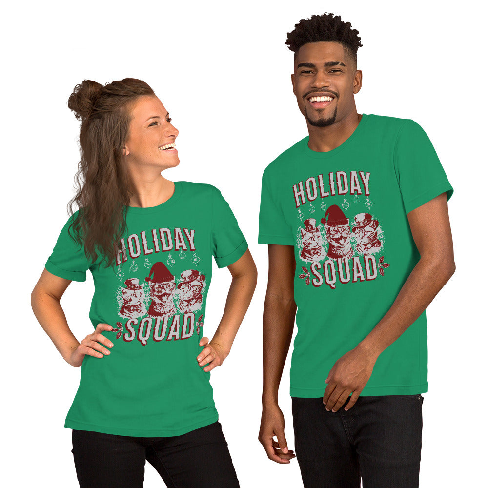 Holiday Squad Cool Cats Red Steam Punk Christmas Unisex T-shirt