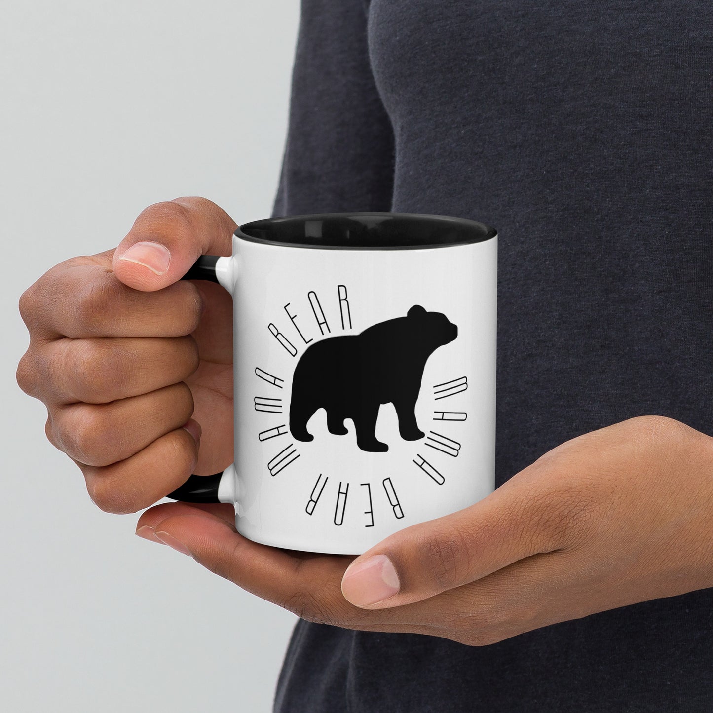 Mama Bear Circle Mug Black and White with color inside 11oz or 15oz