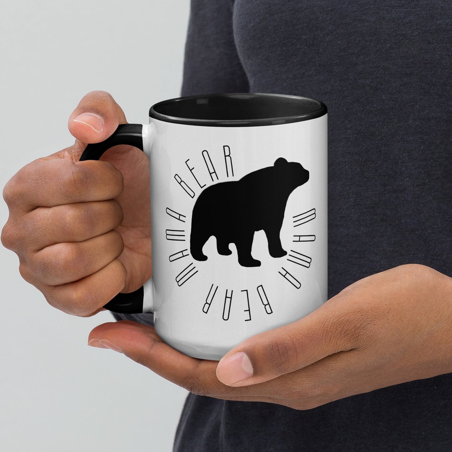 Mama Bear Circle Mug Black and White with color inside 11oz or 15oz