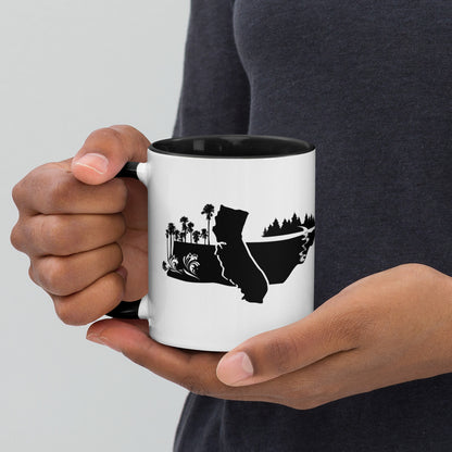 Waves to Rivers California to Tennessee White mug with black inside handle and rim
