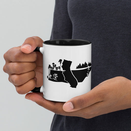Waves to Rivers California to Tennessee White mug with black inside handle and rim